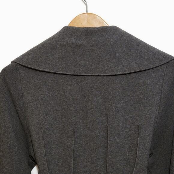 Luii Gray Cotton Blend Blazer Jacket Cowl Neck Tie Waist Chic Workwear Layer M - Picture 10 of 13